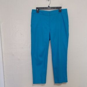 Talbots Bright Blue High Waist Slim Crop Pants Size 8
